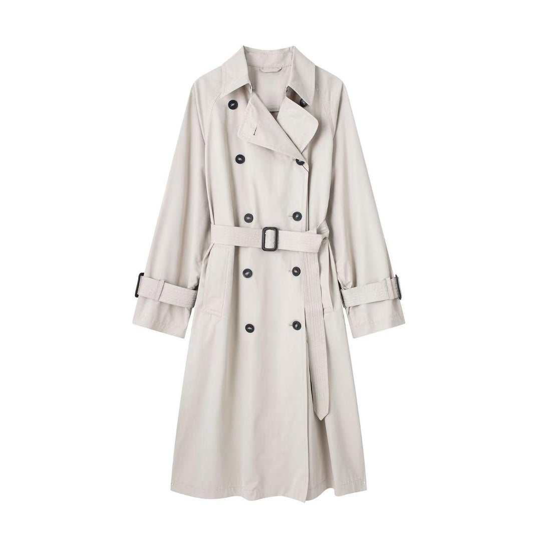 Women's Loose Long Trench Coat And Overcoat With Strap - BrandBoxs