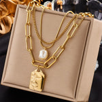 Load image into Gallery viewer, Women&#39;s Titanium Steel Chain Pearl Pendant Necklace - BrandBoxs
