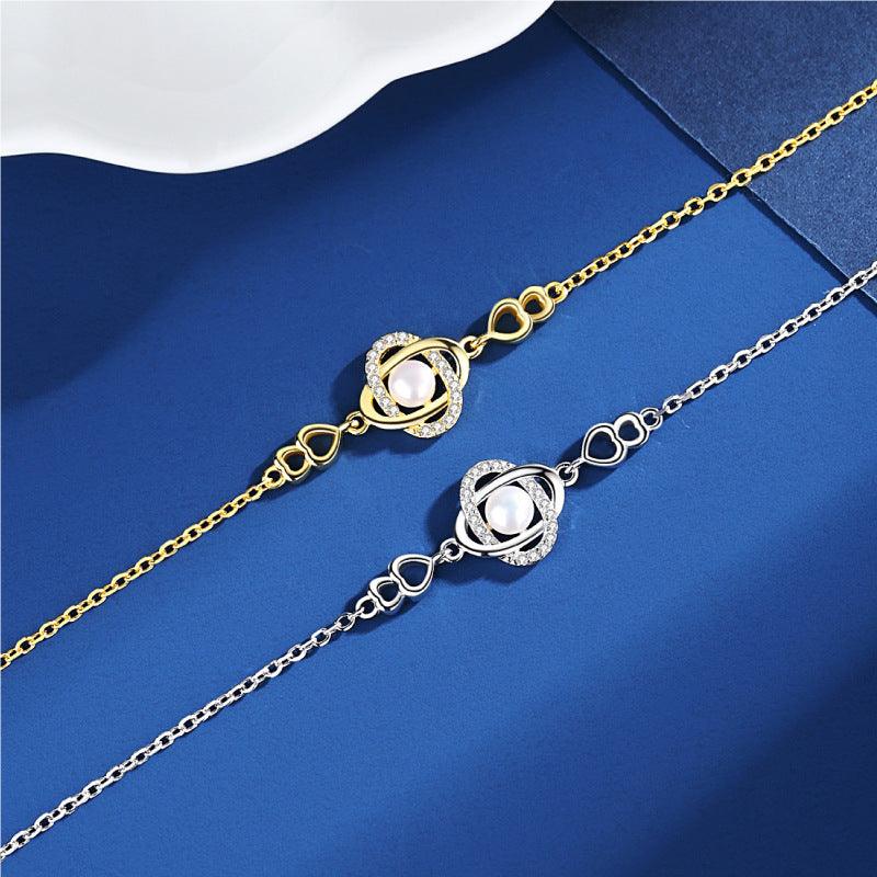 Fashion Four Leaf Clover Pearl Necklace Clavicle Chain Pendant Jewelry - BrandBoxs