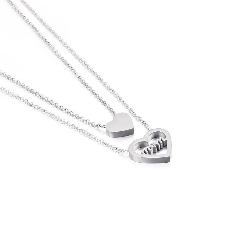 Love Titanium Steel 18K Gold Mother's Day Double-layer Necklace