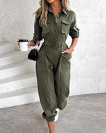 Load image into Gallery viewer, European And American New Women&#39;s Clothes Waist-tied Leisure Cargo Jumpsuit - BrandBoxs
