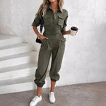 Load image into Gallery viewer, European And American New Women&#39;s Clothes Waist-tied Leisure Cargo Jumpsuit - BrandBoxs
