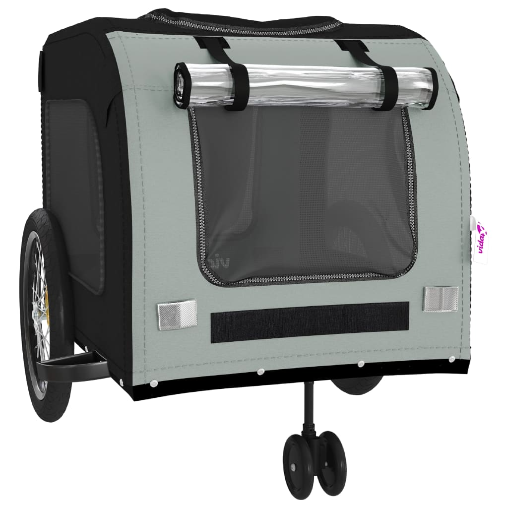 vidaXL Pet Bike Trailer Black and Gray Oxford Fabric and Iron - BrandBoxs