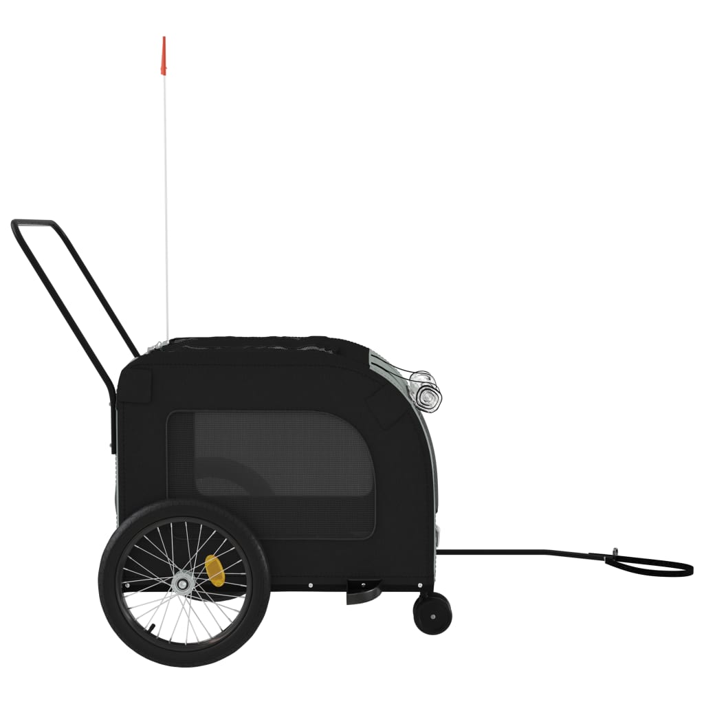 vidaXL Pet Bike Trailer Black and Gray Oxford Fabric and Iron - BrandBoxs