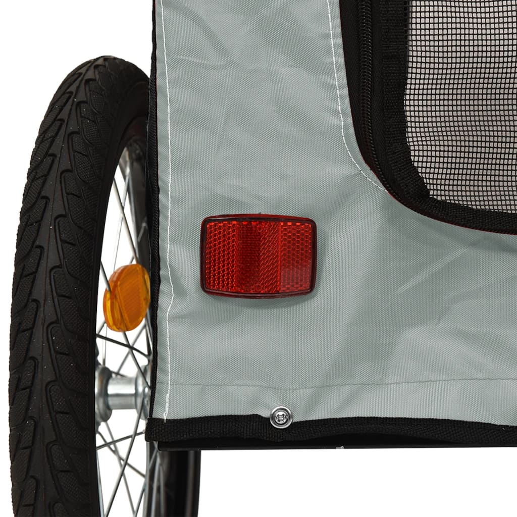 vidaXL Pet Bike Trailer Black and Gray Oxford Fabric and Iron - BrandBoxs