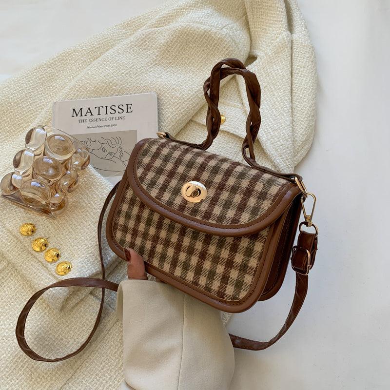 Small And Trendy Checkerboard Crossbody Bag - BrandBoxs