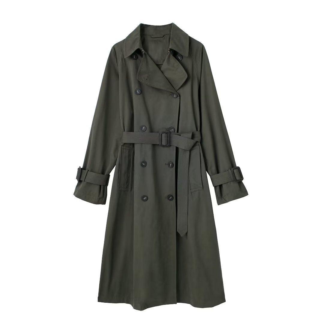 Women's Loose Long Trench Coat And Overcoat With Strap - BrandBoxs