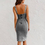 Load image into Gallery viewer, U-Neck Suspender Denim Dress (Summer Casual) - BrandBoxs
