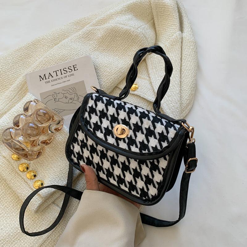 Small And Trendy Checkerboard Crossbody Bag - BrandBoxs