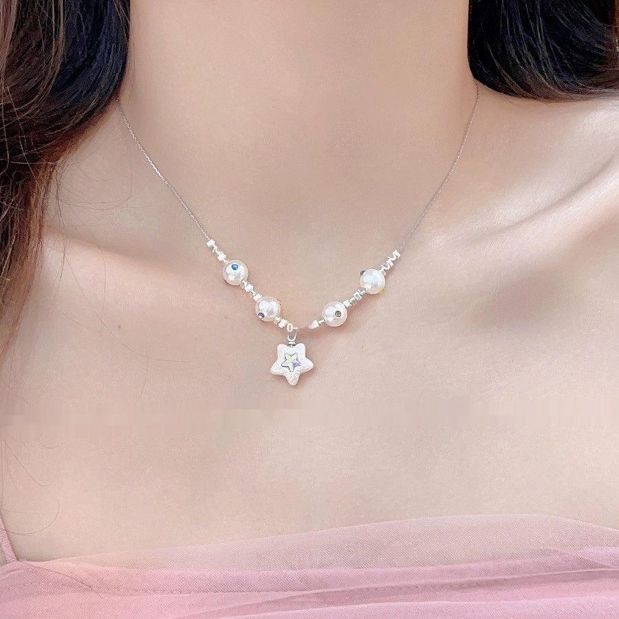 Women's Colorful Five-pointed Star Pearl Necklace - BrandBoxs