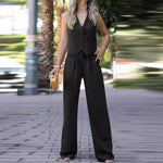 Load image into Gallery viewer, V-neck Sleeveless Waistcoat Vest Drooping Wide-leg Pants Suit - BrandBoxs
