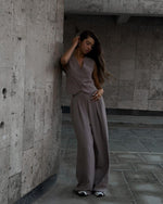 Load image into Gallery viewer, V-neck Sleeveless Waistcoat Vest Drooping Wide-leg Pants Suit - BrandBoxs
