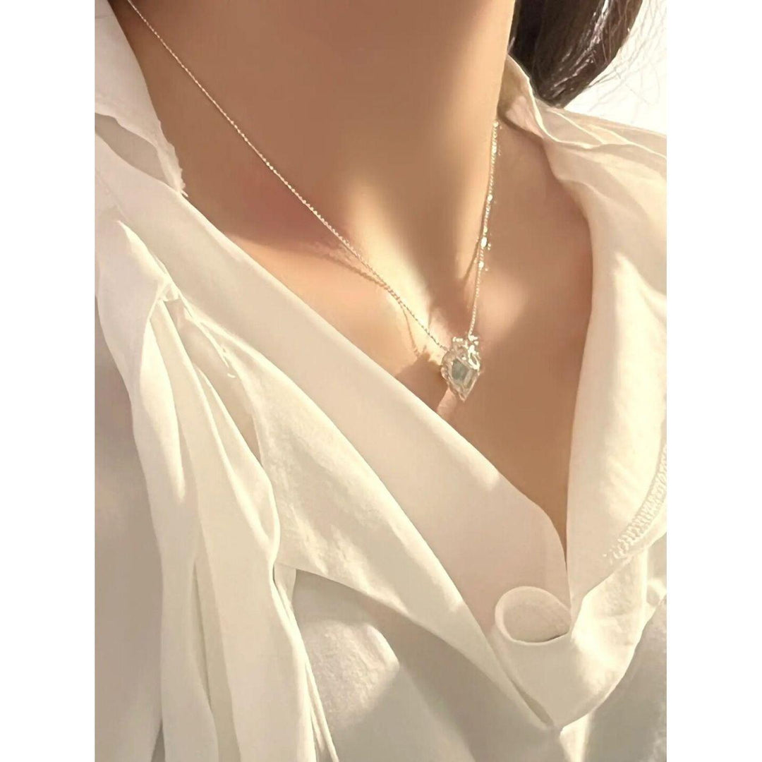 Blue Ice Heart Necklace For Women - BrandBoxs