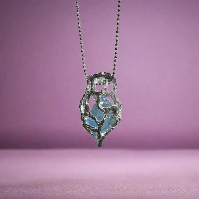 Blue Ice Heart Necklace For Women - BrandBoxs