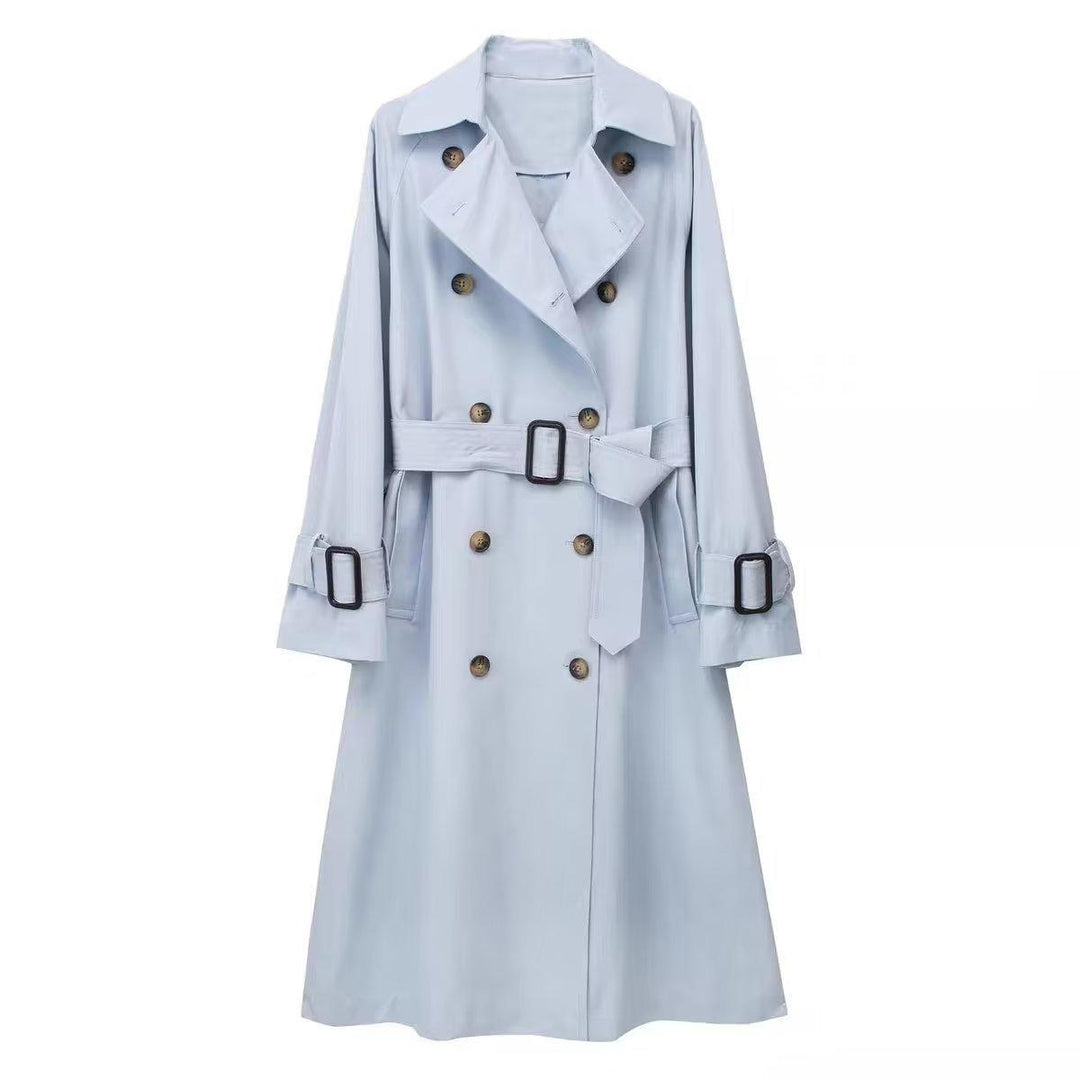 Women's Loose Long Trench Coat And Overcoat With Strap - BrandBoxs