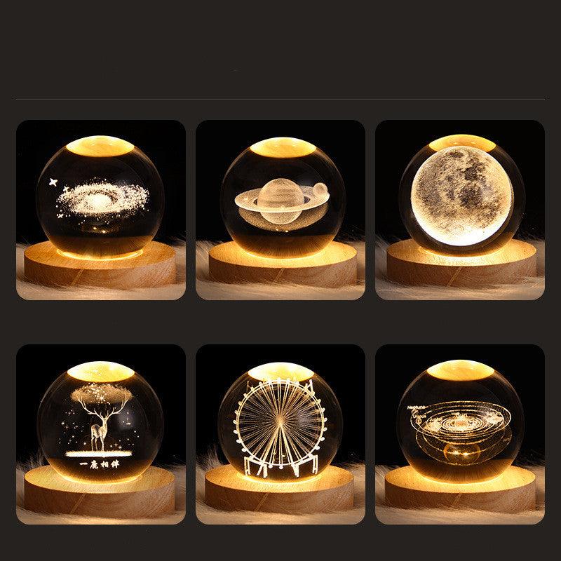 Luminous Starry Sky And Planets Crystal Ball Small Night Lamp - BrandBoxs