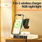 Load image into Gallery viewer, 4 In 1 Multifunction Wireless Charger Station With Alarm Clock Display Foldable Wireless Charger Stand With RGB Night Light
