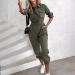 Load image into Gallery viewer, European And American New Women&#39;s Clothes Waist-tied Leisure Cargo Jumpsuit - BrandBoxs
