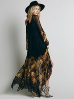 Load image into Gallery viewer, European And American Low V-neck Pleated Chiffon Dress Irregular Hem - BrandBoxs
