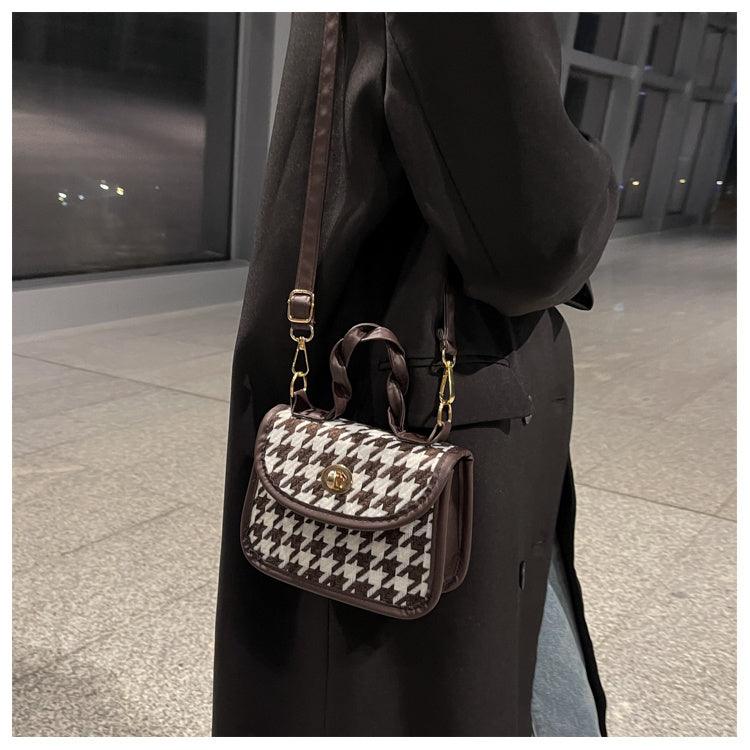 Small And Trendy Checkerboard Crossbody Bag - BrandBoxs