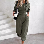 Load image into Gallery viewer, European And American New Women&#39;s Clothes Waist-tied Leisure Cargo Jumpsuit - BrandBoxs
